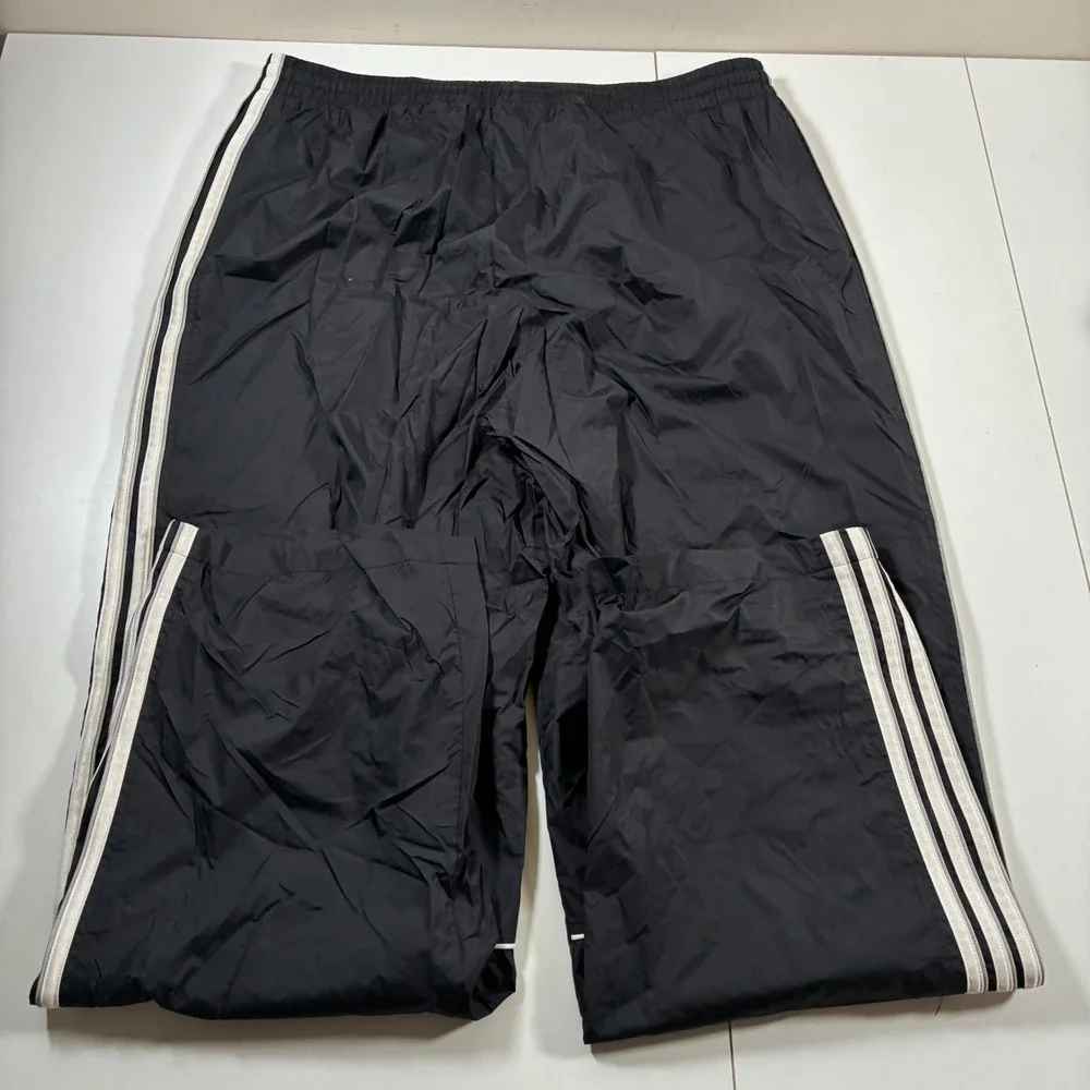 Vintage Adidas Track Pants XL Black 3-Stripe Mesh Lined Windbreaker 90s Y2K